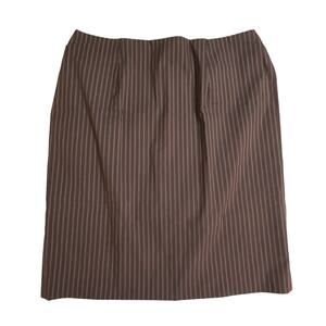Talbots Brown Pencil Skirt Sz 14 Cotton-Blend Pinstripe Pockets Preppy NWT